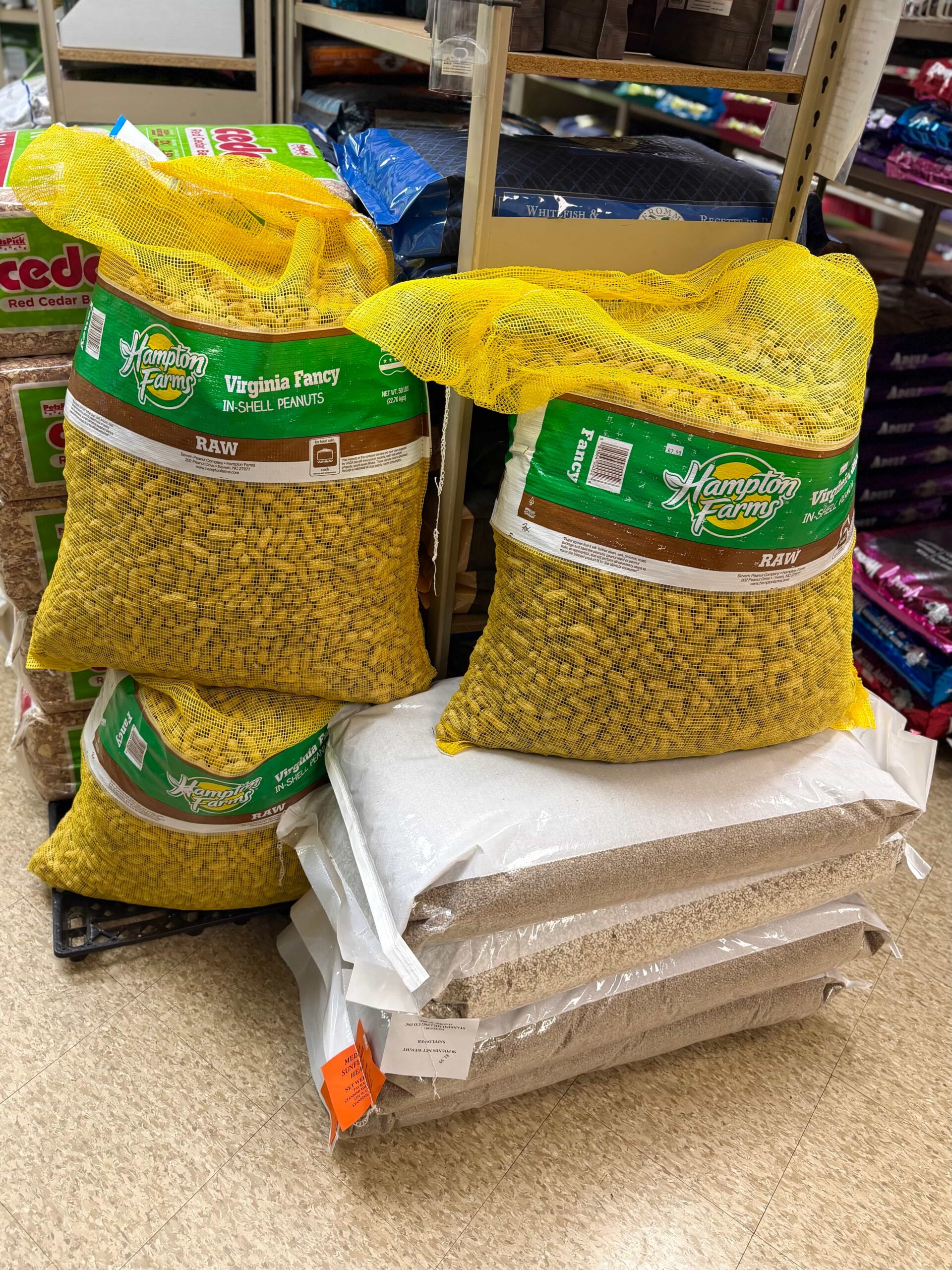 Large 50lb. bags of in-shell peanuts