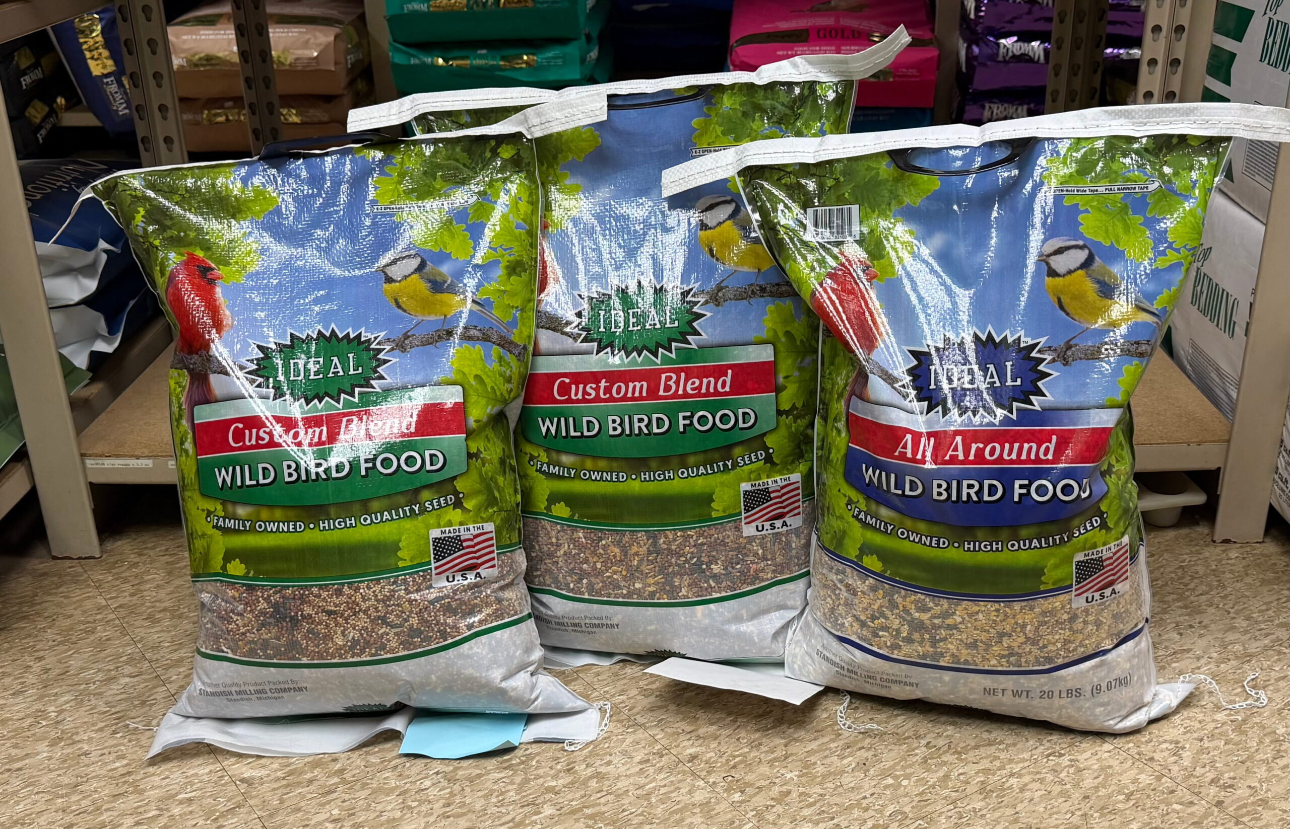 20lb. Ideal Premium, No-Corn, Birdseed, 20lb. Ideal Oat Birdseed, 20lb. Ideal All-Around Birdseed